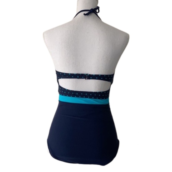 GAP Swimsuit blue polka dot TUBE one piece halter - Picture 5 of 9